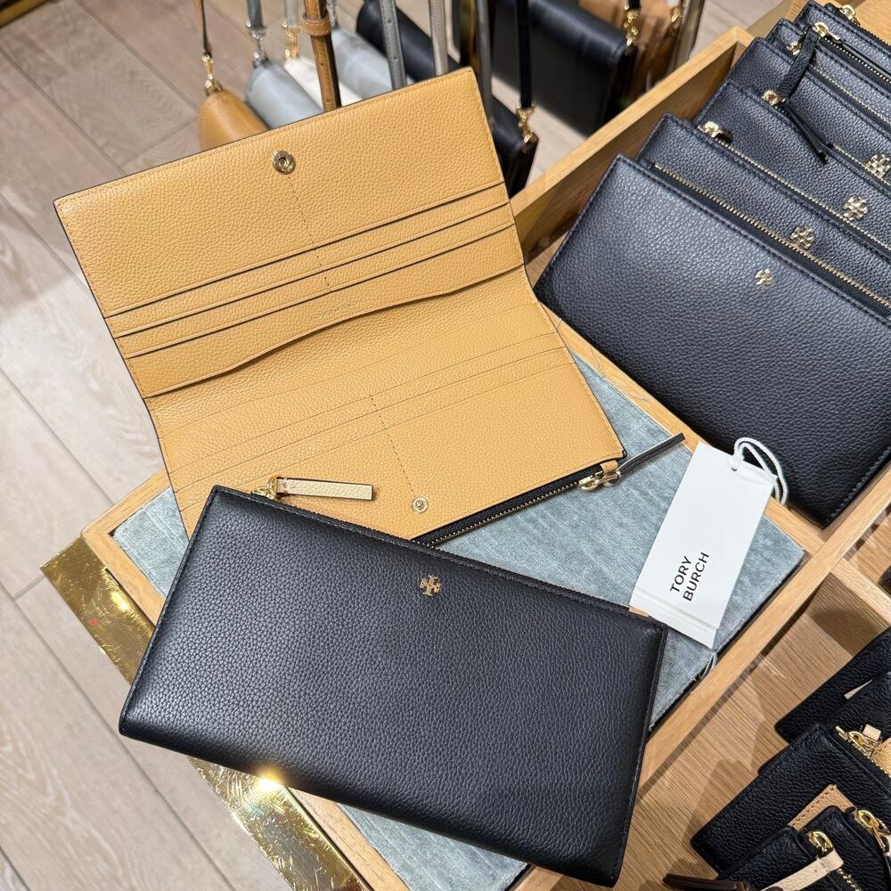 Tory Burch Color-Block Slim Envelope Wallet 176434 Black $210